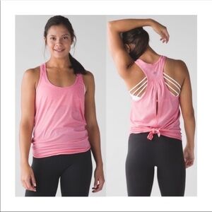 Lululemon Salute the sun split back tank pink stripe 11411